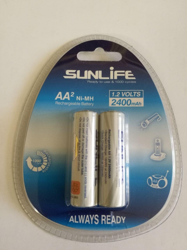باتری قلمی سایز AA قابل شارژ  -  SUNLIFE ALWAYS READY